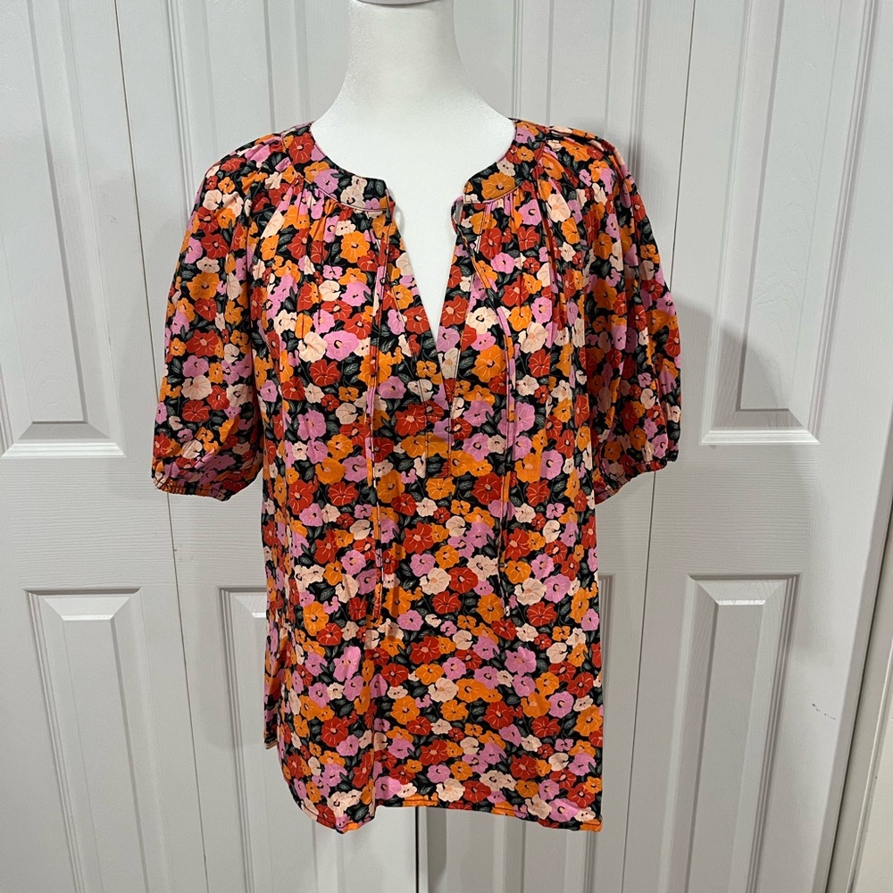 NWOT Orange and pink LOFT blouse